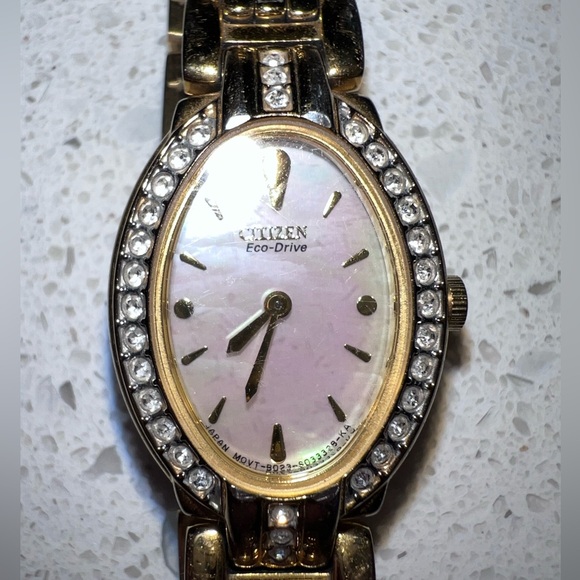 Vintage Citizen Eco Drive Crystal Watch Gold & Silver Tone main image 3